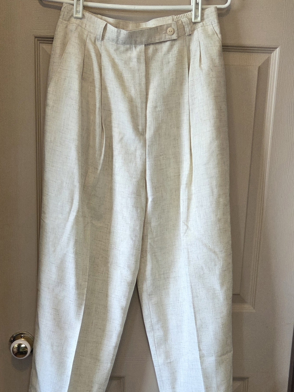 Lightweight Casual Cream High-Waist Wide-Leg Trousers